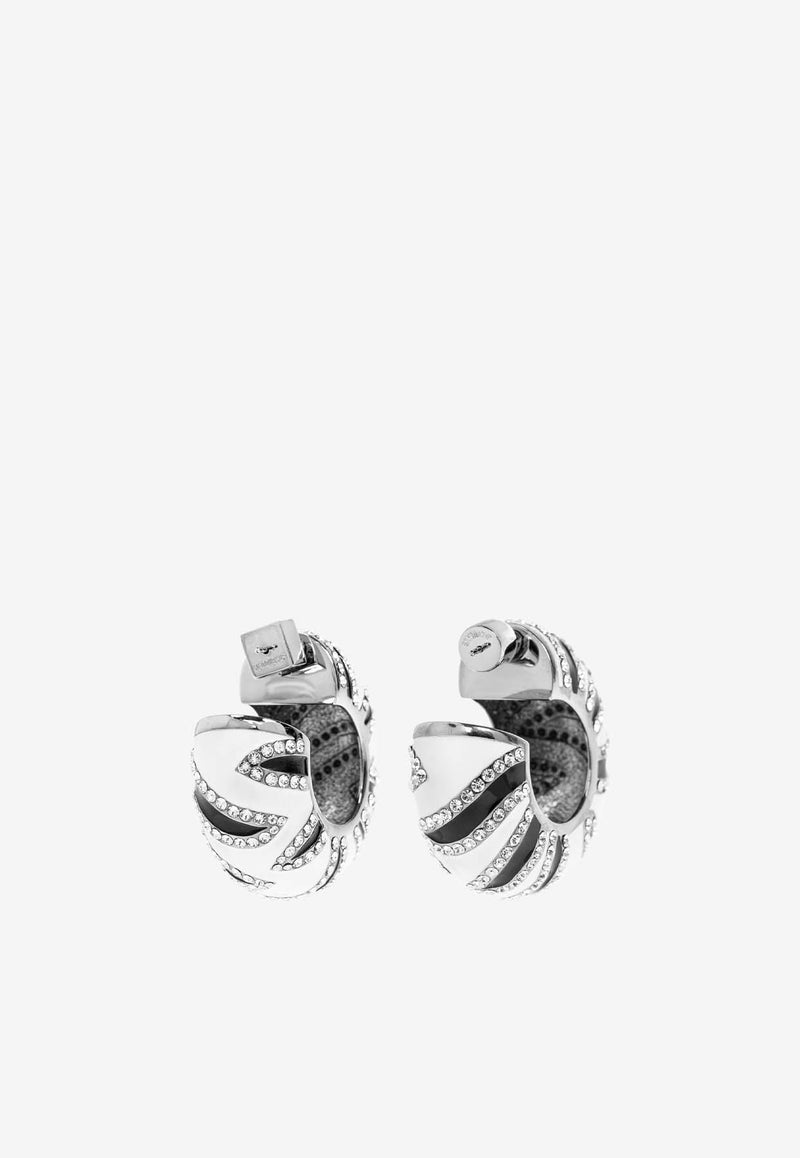 Jacquemus The Zebra Hoop Earrings with Rhinestones White 251JW726 5100-9DZ