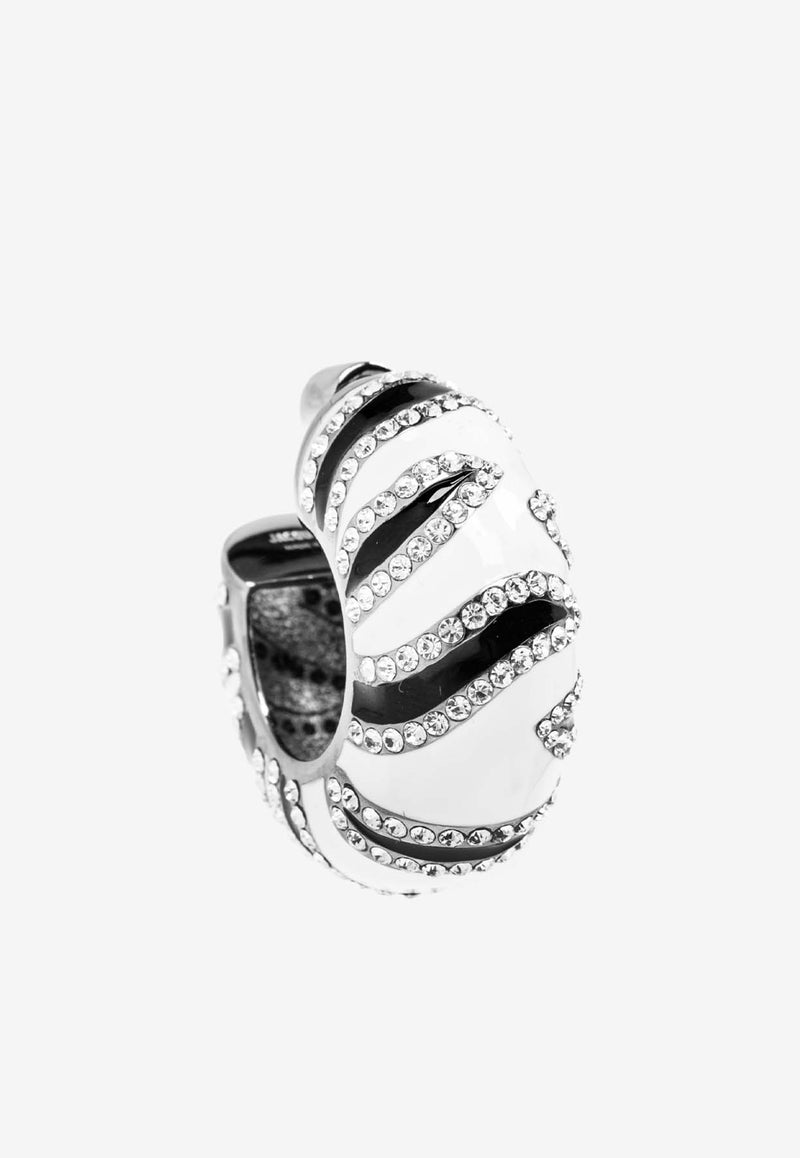 Jacquemus The Zebra Hoop Earrings with Rhinestones White 251JW726 5100-9DZ