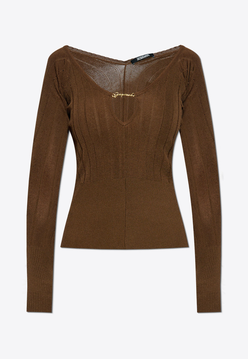 Jacquemus The Pralù Scalloped Top Brown 251KN357 2424-880