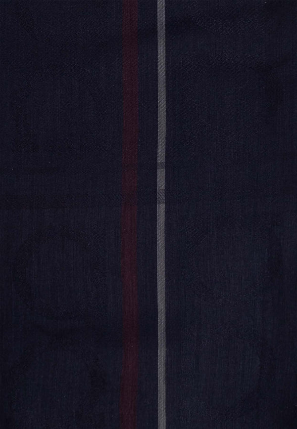 Salvatore Ferragamo Gancini Jacquard Cashmere Blend Scarf Navy 520130 ST 4GANCI 779411-NEW NAVY