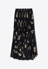 Chloé Floral Motif Maxi Silk Skirt Black CH25SJU50 411-001