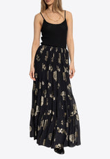 Chloé Floral Motif Maxi Silk Skirt Black CH25SJU50 411-001