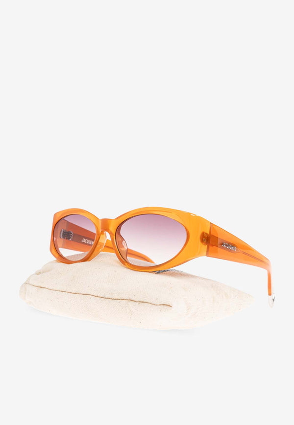 Jacquemus Metal Logo Oval Sunglasses Pink JAC4 0-C10SUN