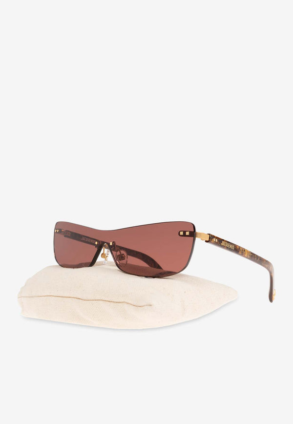 Jacquemus Shield Logo Sunglasses Brown JAC69 0-C2SUN