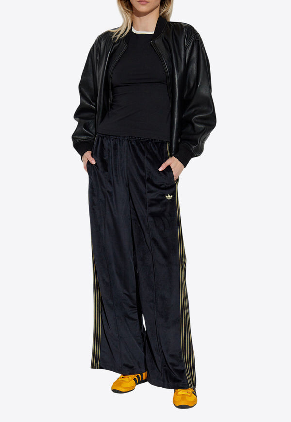 Adidas Originals Velour Trefoil Logo Track Pants Black JI5755 0-BLACK