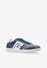 Balmain Swan Low-Top Denim Sneakers Blue EM1VI360 TRID-SEE