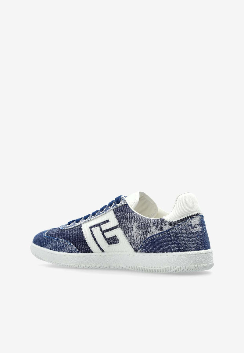 Balmain Swan Low-Top Denim Sneakers Blue EM1VI360 TRID-SEE