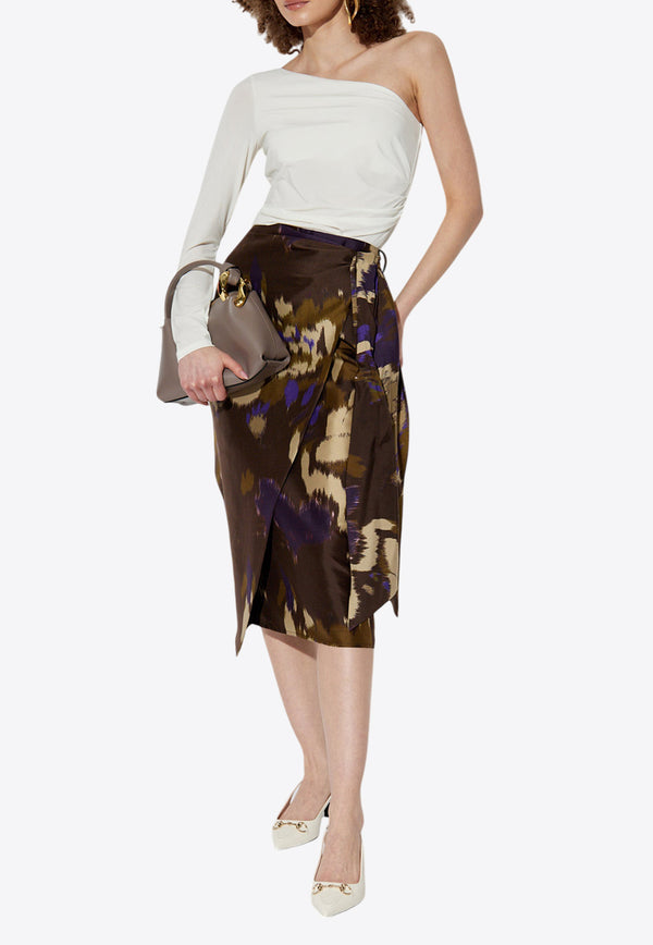 Max Mara Dritto Printed Wrap Skirt Brown DRITTO 2511101022-001