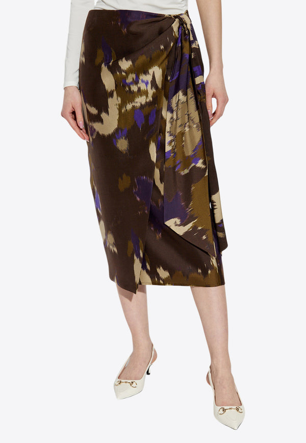 Max Mara Dritto Printed Wrap Skirt Brown DRITTO 2511101022-001