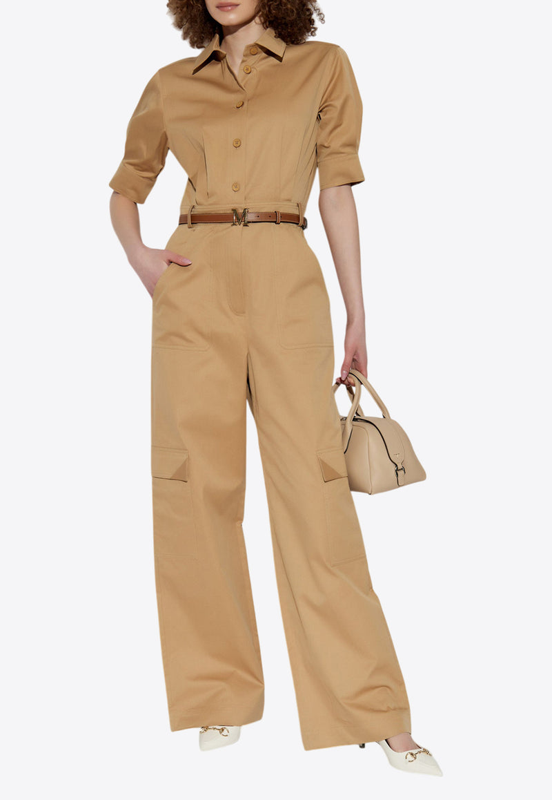 Max Mara Filippo Short-Sleeved Jumpsuit Beige FILIPPO 2511241012-002