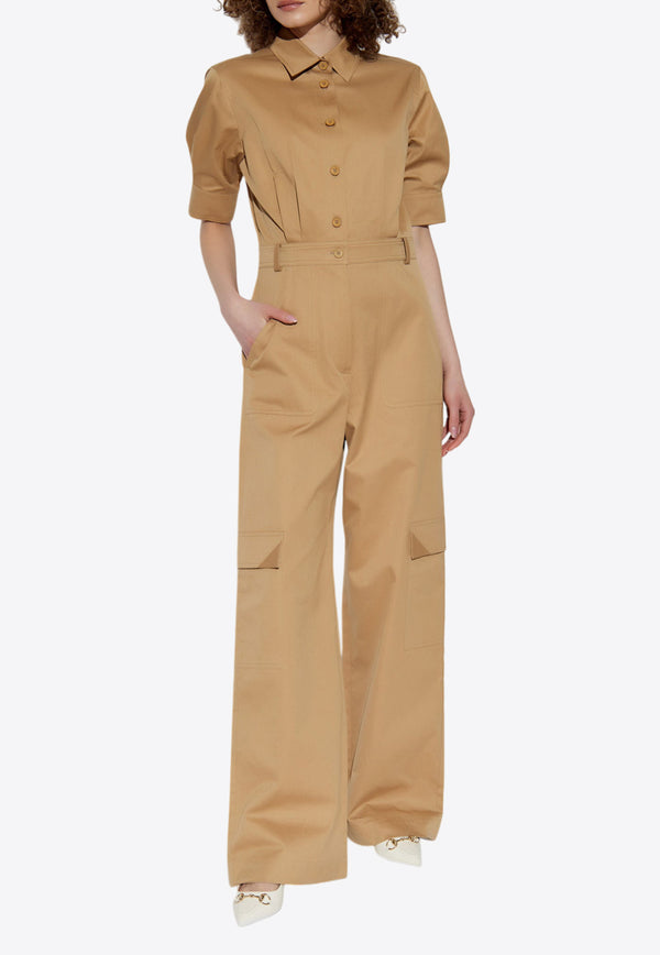 Max Mara Filippo Short-Sleeved Jumpsuit Beige FILIPPO 2511241012-002