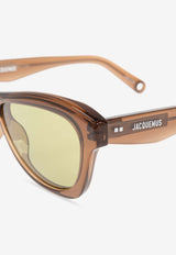 Jacquemus Logo Print Round Sunglasses Green JAC59 0-C2SUN