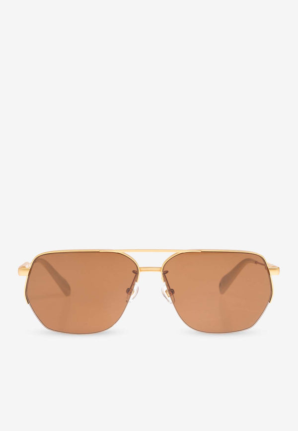 Jacquemus Double Bridge Aviator Sunglasses Brown JAC67 0-C1SUN