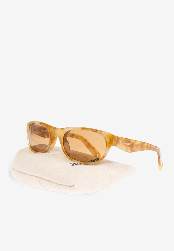 Jacquemus Logo Print Square Sunglasses Yellow JAC63 0-C4SUN