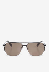 Jacquemus Double Bridge Aviator Sunglasses Gray JAC67 0-C2SUN