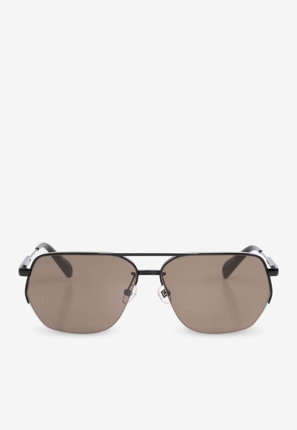 Jacquemus Double Bridge Aviator Sunglasses Gray JAC67 0-C2SUN