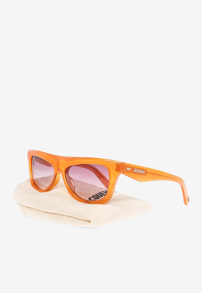 Jacquemus Logo Print Square Sunglasses Brown JAC58 0-C3SUN