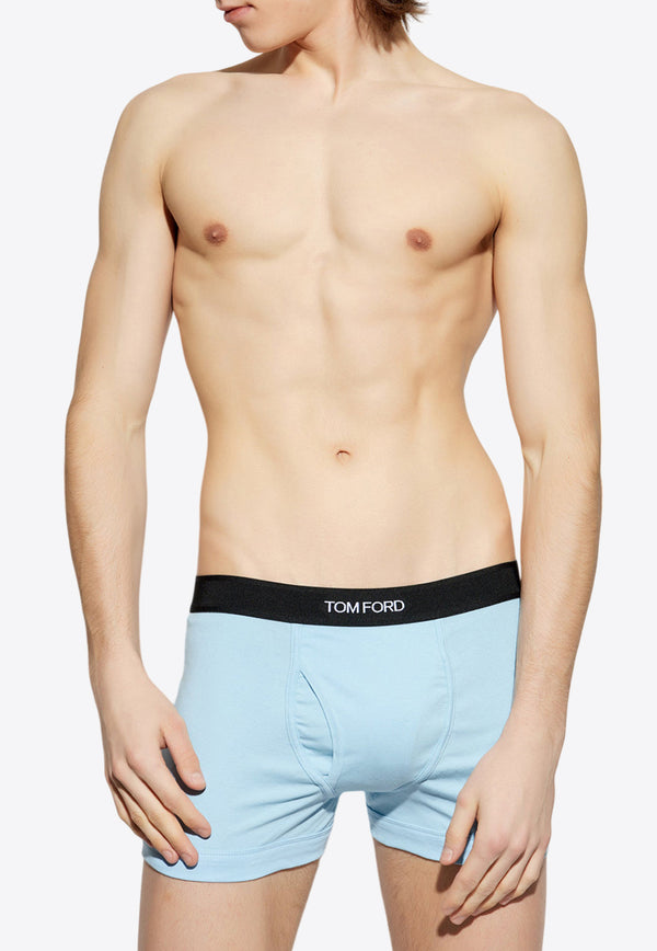 Tom Ford Logo Jacquard Stretch Boxer Briefs Light Blue T4LC31040 0-444