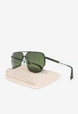 Jacquemus Flat Aviator Sunglasses Green JAC67 0-C4SUN