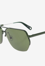 Jacquemus Flat Aviator Sunglasses Green JAC67 0-C4SUN