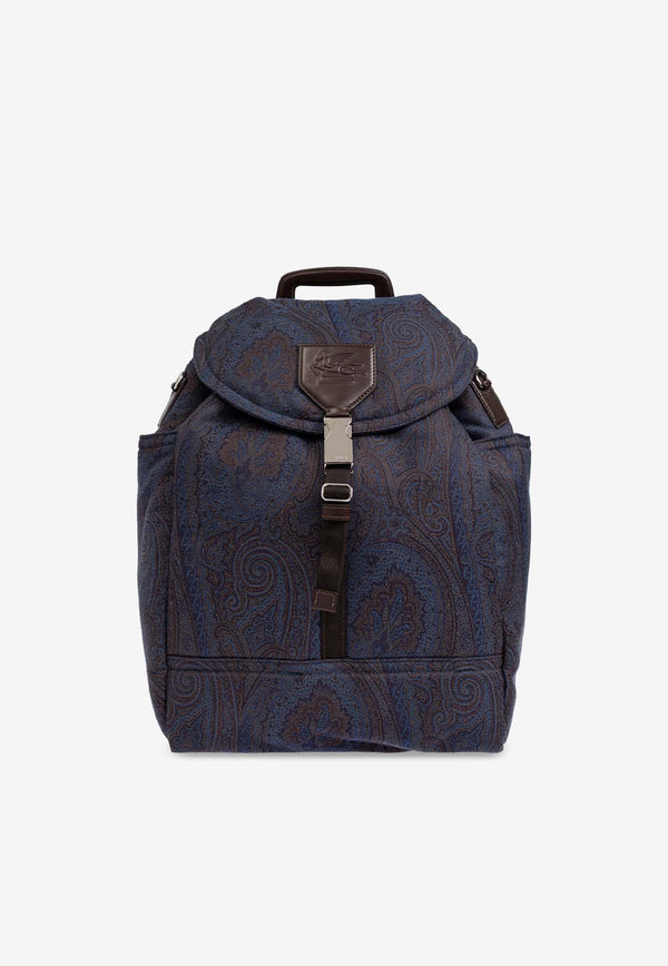 Etro Paisley Motif Canvas Backpack Navy MP1F0006 AA061-S9883