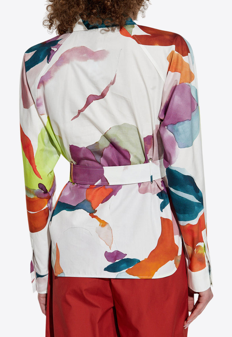 Max Mara Quiete Printed Long-Sleeved Shirt  White QUIETE 2511111082-002