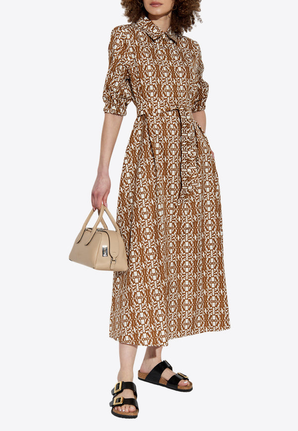 Max Mara Luxigi Monogram Midi Shirt Dress Brown LUXGI 2511221042-001