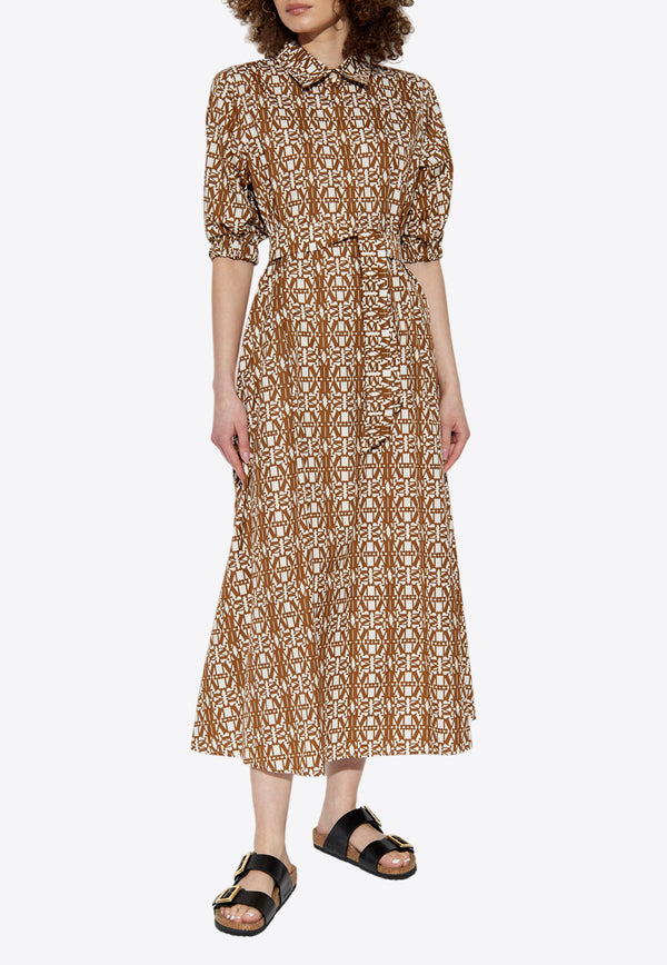 Max Mara Luxigi Monogram Midi Shirt Dress Brown LUXGI 2511221042-001