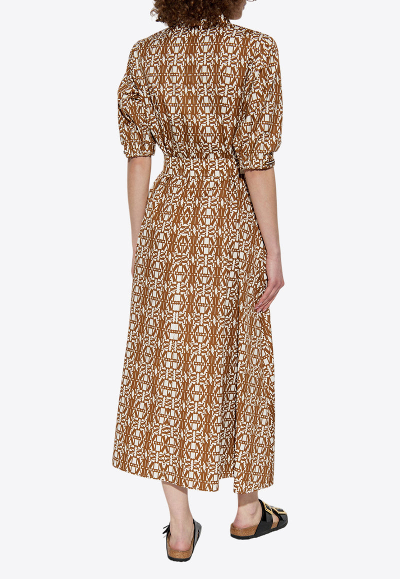 Max Mara Luxigi Monogram Midi Shirt Dress Brown LUXGI 2511221042-001