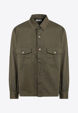 Saint Laurent Long-Sleeved Twill Overshirt Khaki 816396Y03JC/Q_YSL-3007