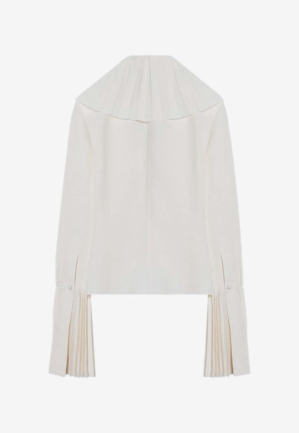 Alexander McQueen Ruffled Pleated Blouse  Ivory 818373QEAF2/Q_ALEXQ-9015