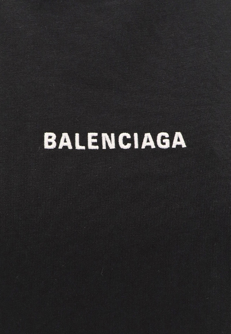 Balenciaga Logo-Embroidered Crewneck T-shirt Black 818431TPVK1_1070