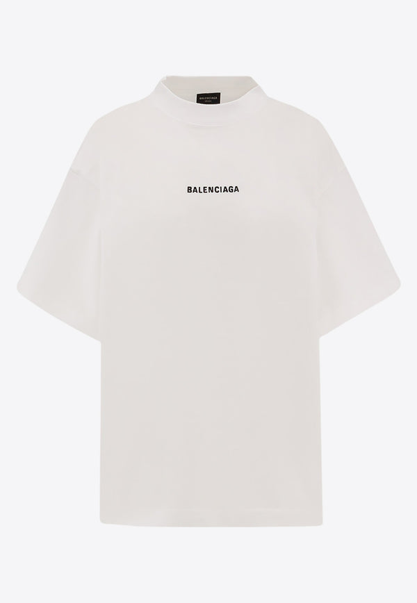 Balenciaga Logo-Embroidered Crewneck T-shirt White 818431TPVK1_9040