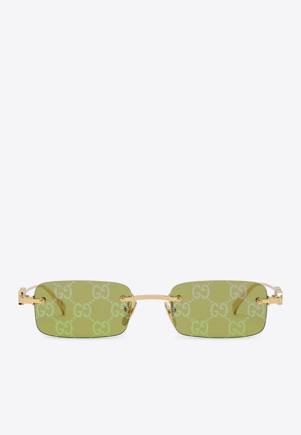 Gucci GG Supreme Rectangular Sunglasses Green 819549I3331/Q_GUC-8035