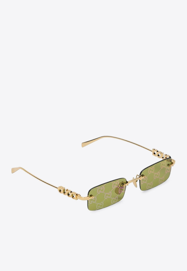 Gucci GG Supreme Rectangular Sunglasses Green 819549I3331/Q_GUC-8035