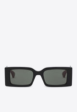 Gucci Signature Web Rectangular Sunglasses Gray 819567J0740/Q_GUC-1012