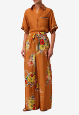 Zimmerman Alight Floral Silk Pants 8481PRS241ORANGE