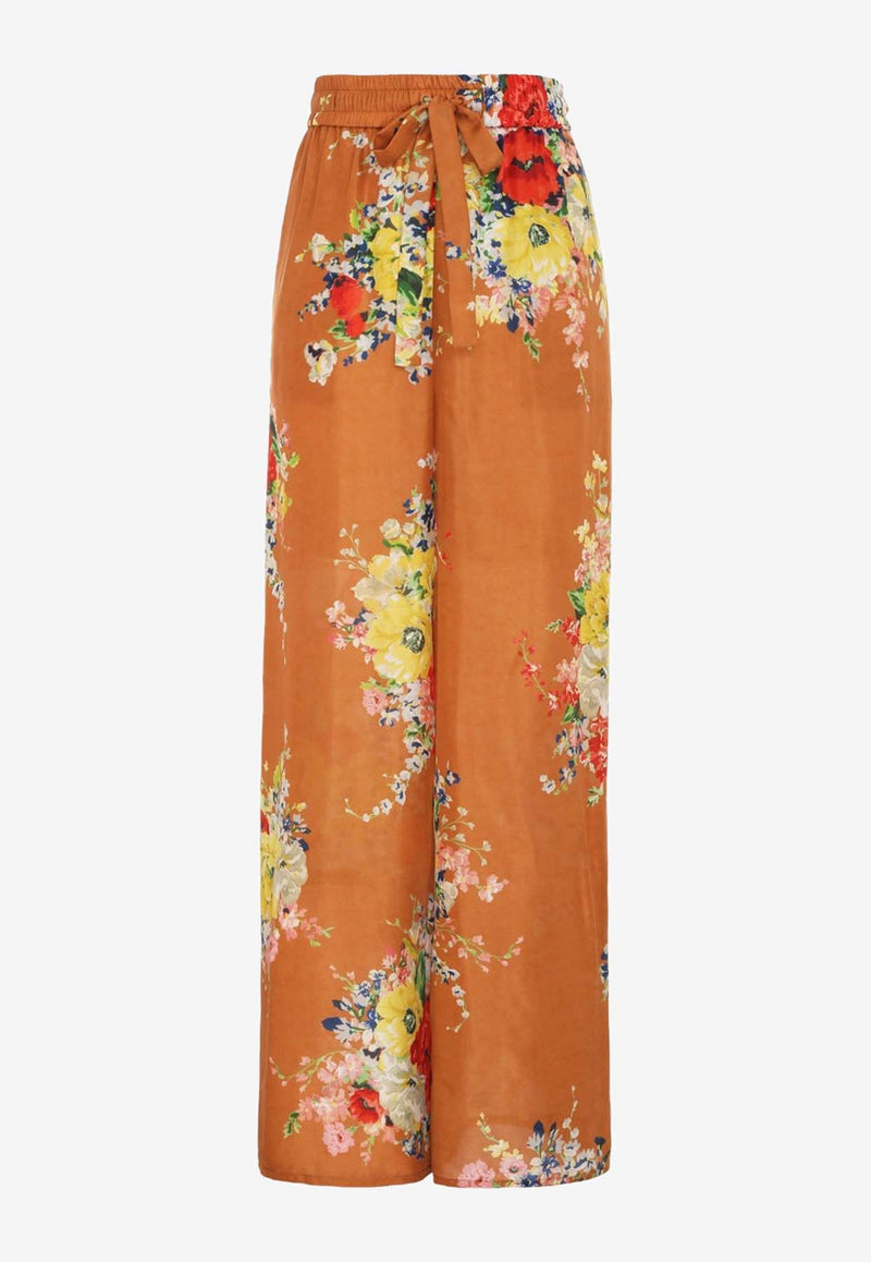 Zimmerman Alight Floral Silk Pants 8481PRS241ORANGE