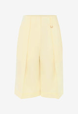 Zimmermann Harmony Pleated Knee-Length Shorts Yellow 9392AS242YELLOW