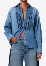 Citizens of Humanity Ruffled Yoke Denim Shirt 9411-1527BLUE