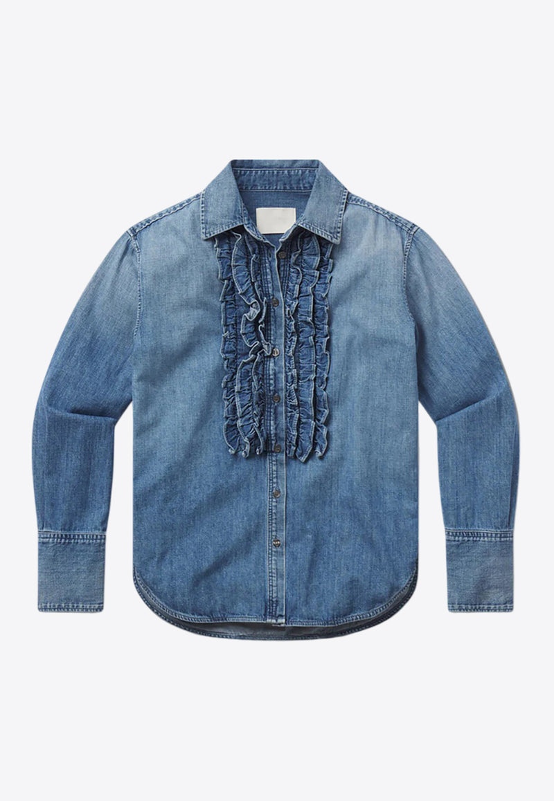 Citizens of Humanity Ruffled Yoke Denim Shirt 9411-1527BLUE