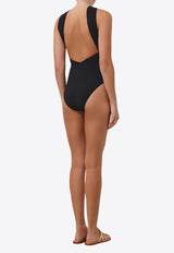 Zimmermann Ottie High-Neck Draped One-Piece Swimsuit Black 9458WSS242BLACK