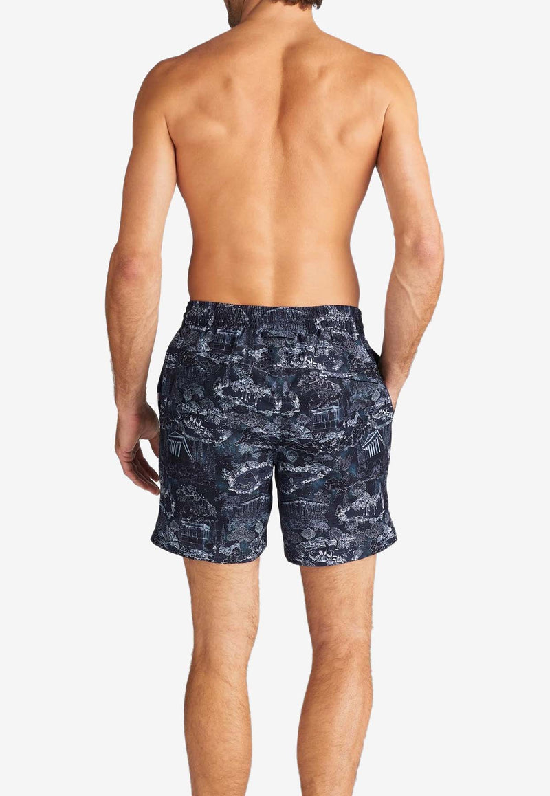 Derek Rose Maui Printed Swim Shorts Navy 9761-MAUI066NAVNAVY