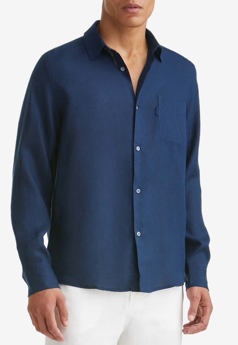 Derek Rose Monaco Long-Sleeved Shirt Navy 9820-MONA002NAVNAVY