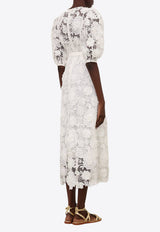 Zimmermann Halliday Floral Lace Midi Dress White 9866DSS241WHITE