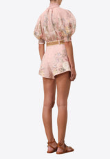 Zimmermann Waverly High-Waist Tuck Shorts Pink 9921ASS243PINK