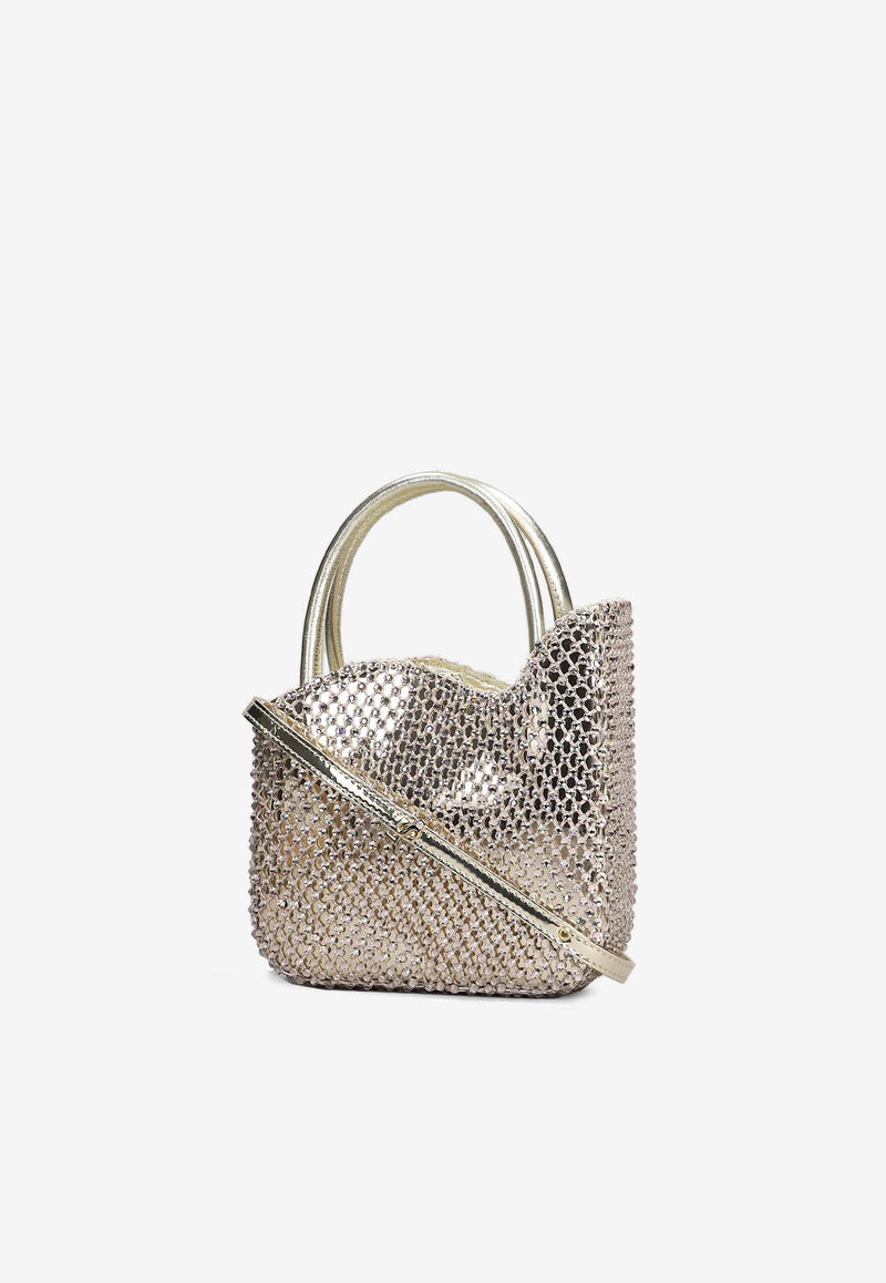 Mini Ivy Crystal-Embellished Top Handle Bag Le Silla 9979UBAGXXXXSTE 907