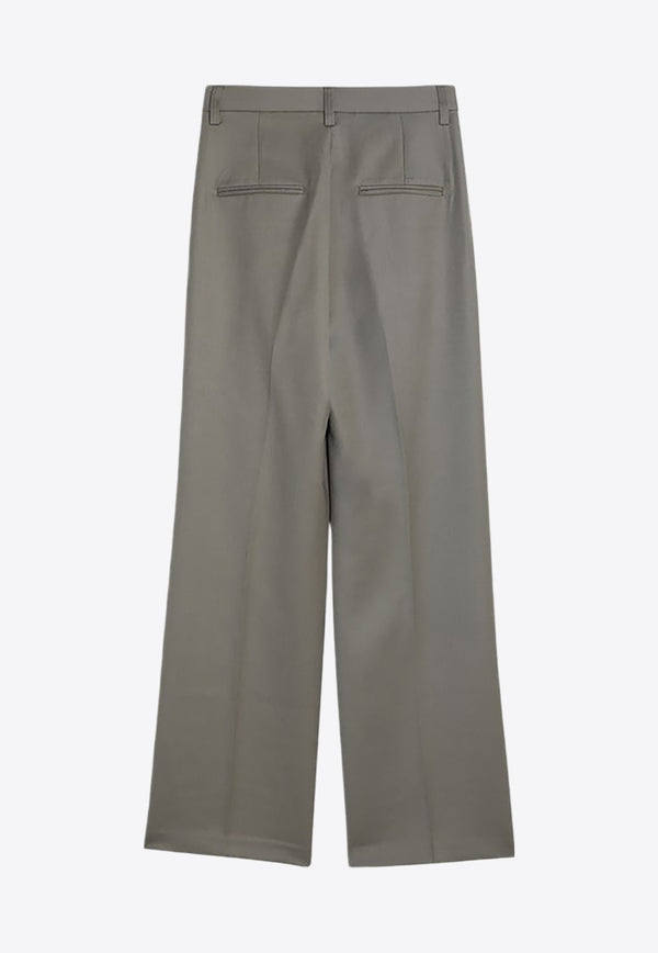 Anine Bing Carrie Tailored Pleated Wool Pants Khaki A-03-3269WO/P_ANINE-250B