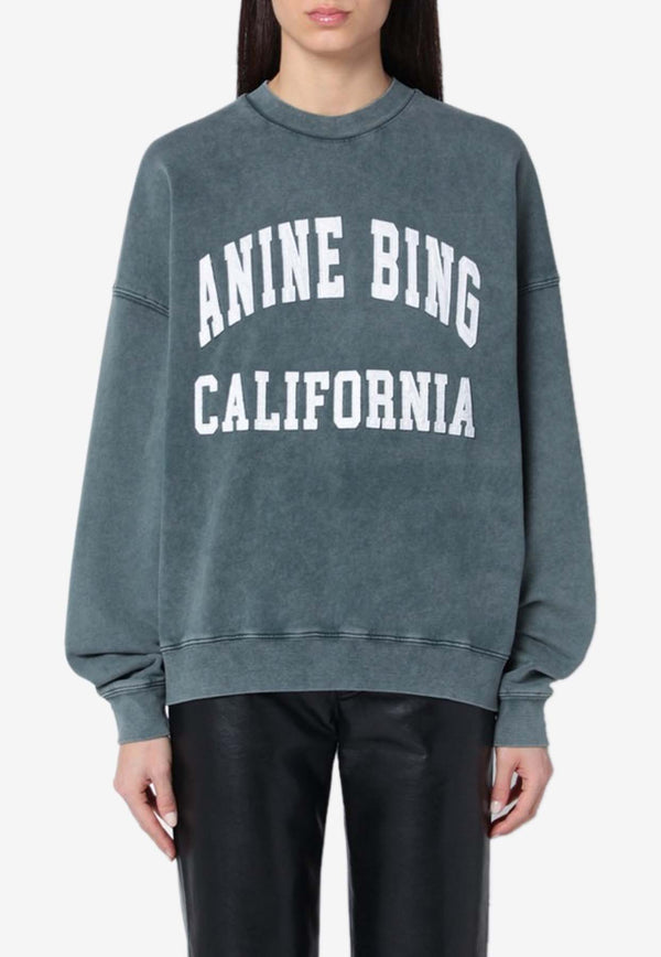 Anine Bing Miles Logo Lettering Sweatshirt Green A-08-10025CO/Q_ANINE-310