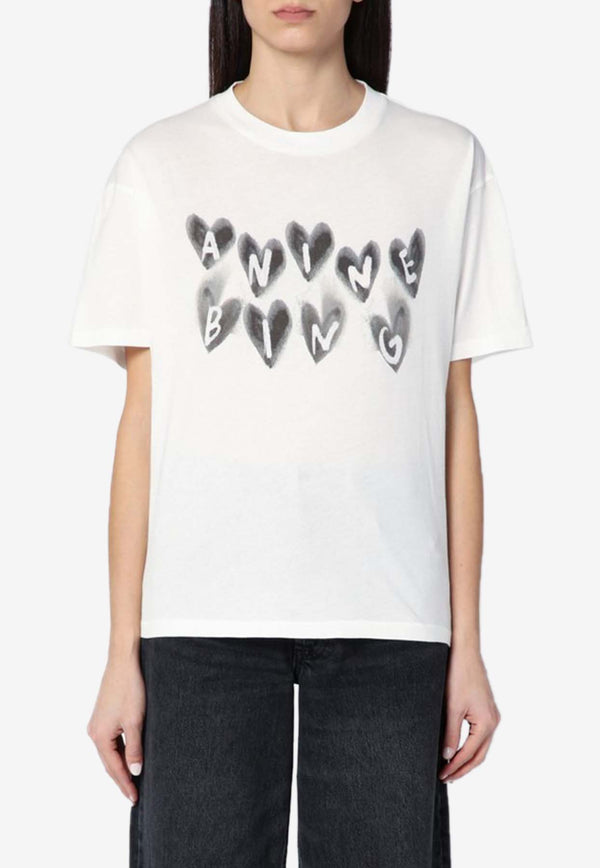 Anine Bing Spencer Hearts Crewneck T-shirt White A-08-10465CO/Q_ANINE-IVY1